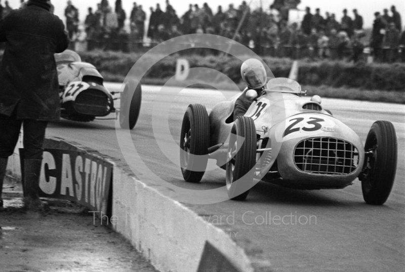 R Hutchings, BMW, at Copse Corner, historic race, International Trophy meeting, Silverstone, 1969.