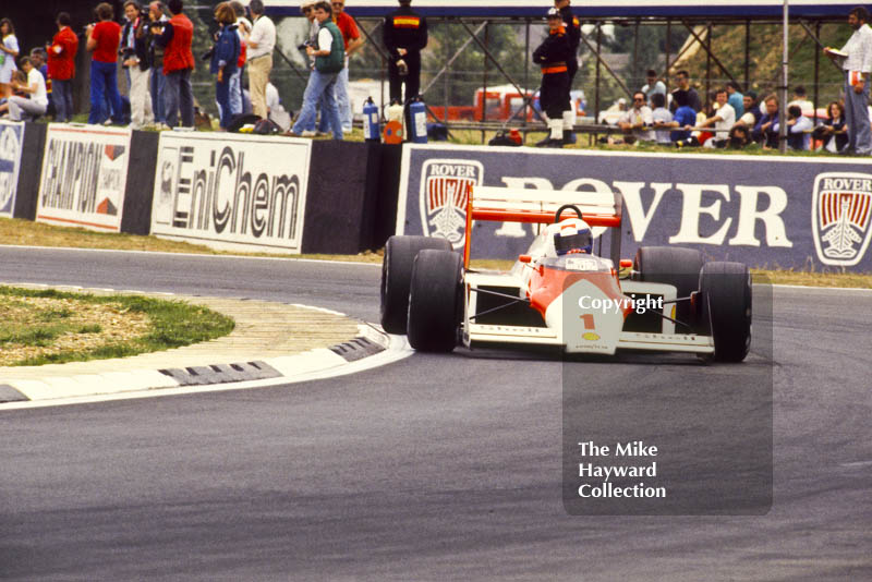 Alain Prost, McLaren MP4/3, Silverstone, 1987 British Grand Prix.
