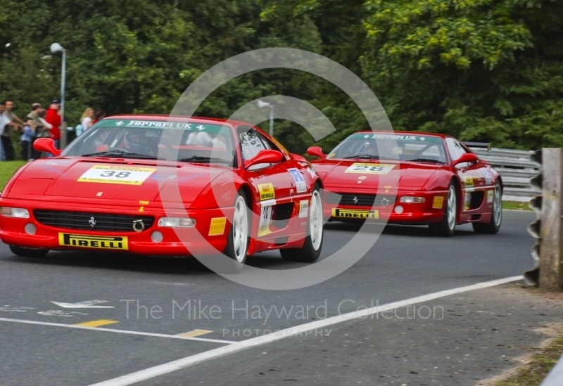 Ted Reddick, Ferrari F355, and Richard Stevens, Ferrari F355, Oulton Park, during the Pirelli Ferrari Maranello Challenge, August 2001.
