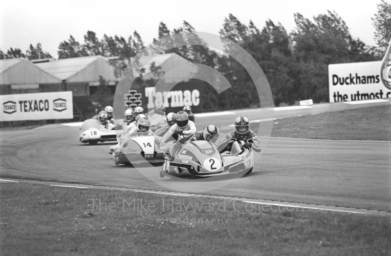 Trevor Ireson and Clive Pollington, Gordon Nottingham and Steve Johnson exit the chicane, Donington Park 1980.