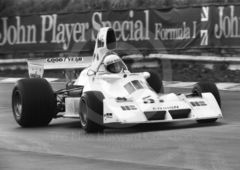 Roelof Wunderink, HB &nbsp;Bewalking Ensign-Ford N174 V8, Brands Hatch, Race of Champions 1975.
