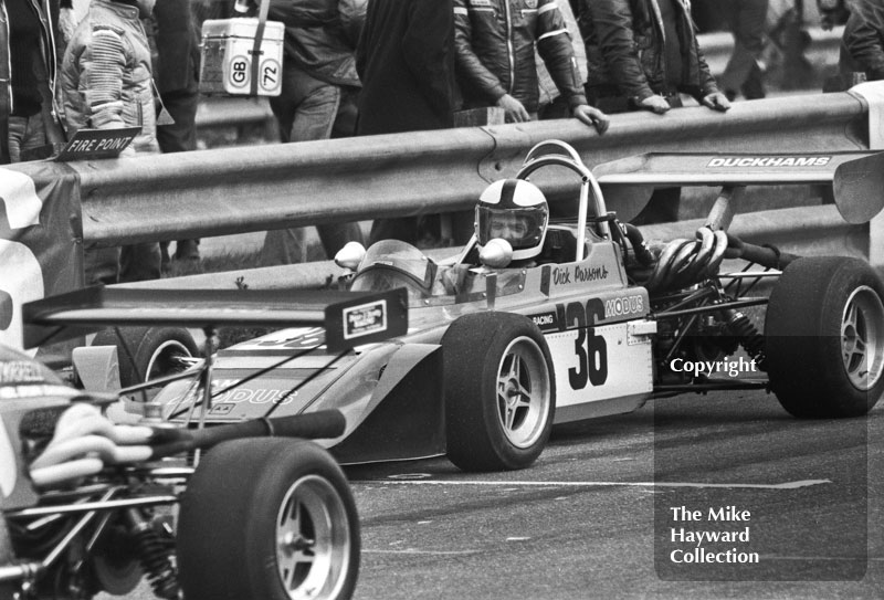 Dick Parsons, Modus M1, 1975 BARC Super Visco F3 Championship, Thruxton.
