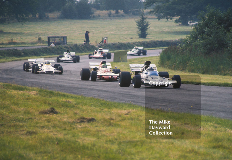John Surtees, Brooke Bond Oxo/Rob Walker Surtees TS9; Henri Pescarolo, Frank Williams Racing March 711; and Peter Gethin, Yardley BRM P153, Oulton Park Gold Cup 1971.
