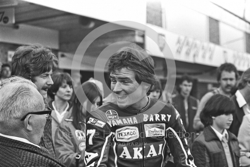 Barry Sheene in the pits, Donington Park 1980.
