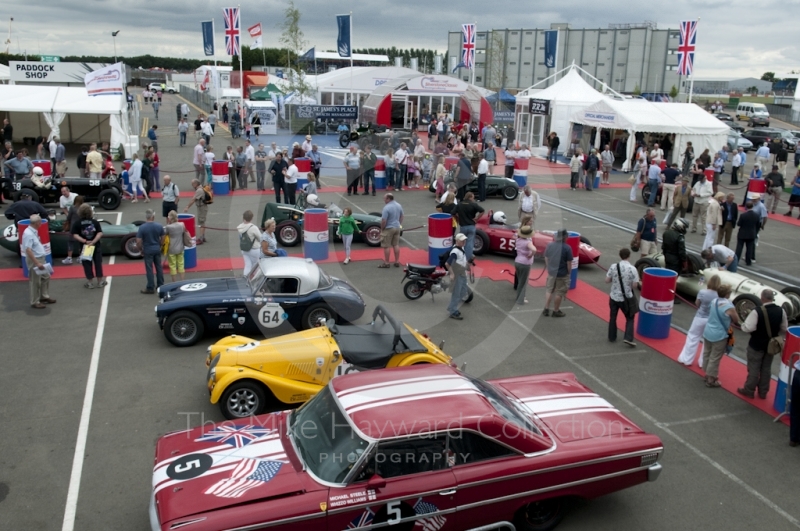 Scene in the paddock at Silverstone Classic 2010