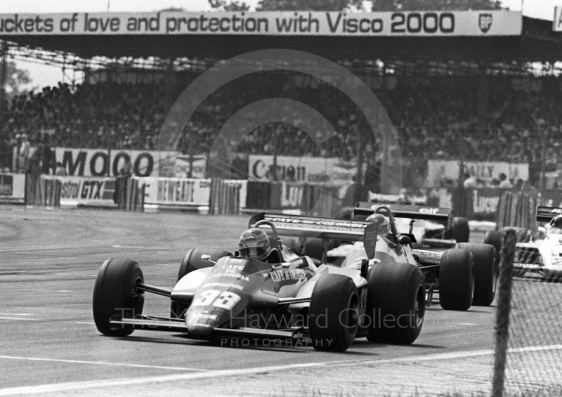 Marc Surer, Theodore N183, Woodcote Corner,Silverstone, British Grand Prix 1981.
