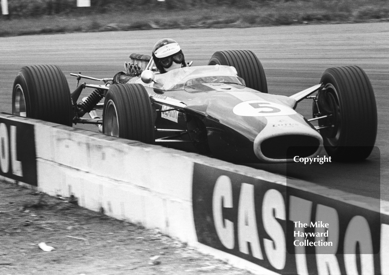 Jim Clark, Lotus 49 R2, at Copse Corner, Silverstone, on his way to winning the 1967 British Grand Prix.