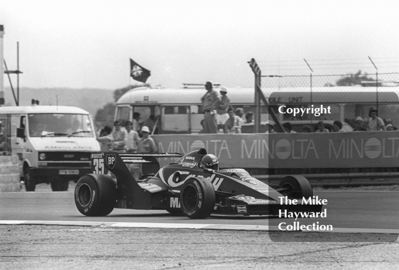 Derek Warwick, Toleman TG181, Silverstone, 1981 British Grand Prix.
