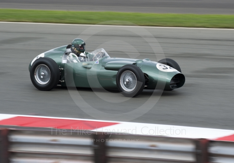 Wolfgang Friedrichs, 1959 Aston Martin DBR4, at Woodcote Corner, HGPCA Front Engine Grand Prix Cars, Silverstone Classic, 2010