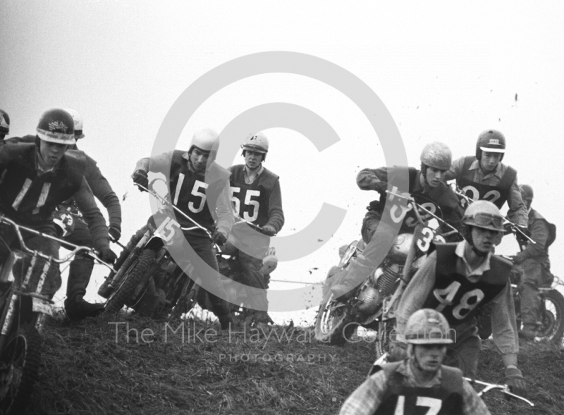 Group of riders at Malinslee, motorcycle scramble at Spout Farm, Malinslee, Telford, Shropshire between 1962-1965