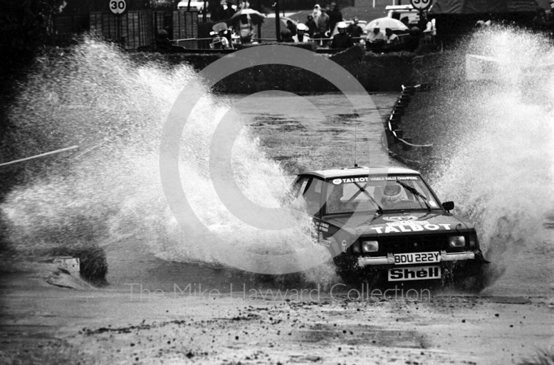 Talbot (BDU 222Y), water splash, Sutton Park, RAC Rally 1982
