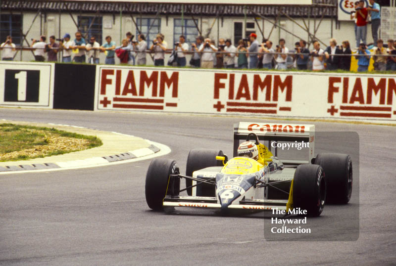 Nelson Piquet, Canon Williams FW11B, British Grand Prix, Silverstone, 1987.
