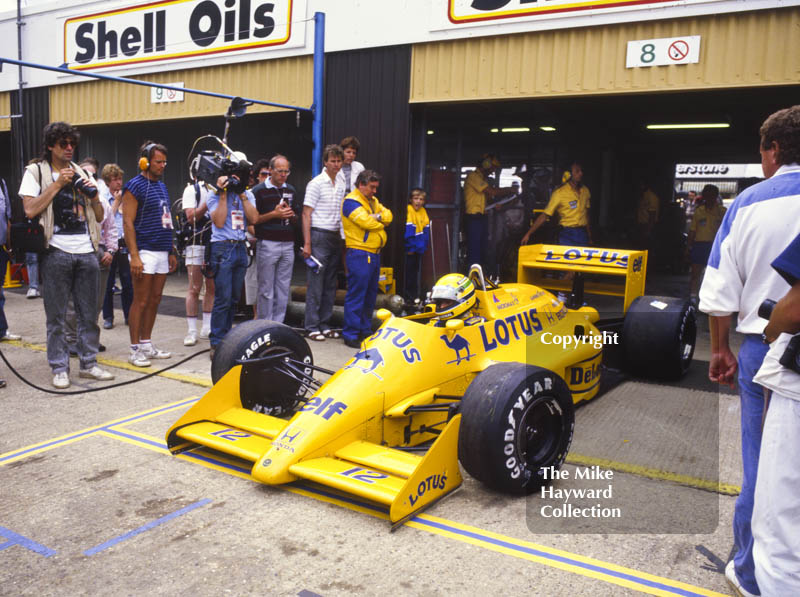 Ayrton Senna, Camel Lotus 99T, British Grand Prix, Silverstone, 1987
