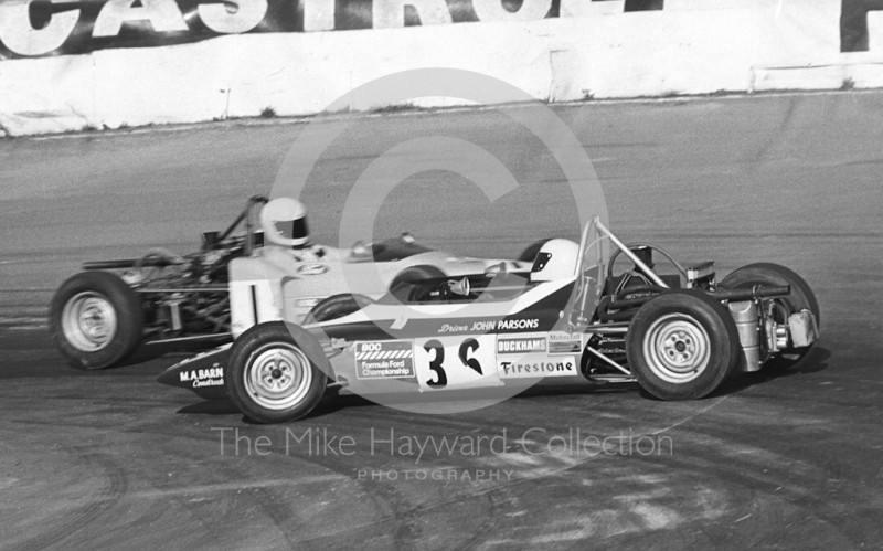 John Parsons, Barney Marks-Ford, and Tim Brise, Merlyn Mk 20a, Mallory Park, British Oxygen 1972.
