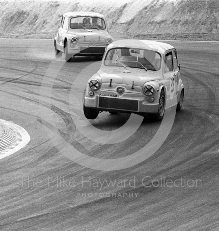 Ab Goedemans, SRT Holland Fiat Abarth 1000 Berlina, and Toine Hezemans, SRT Holland Fiat Abarth 1000 Berlina,&nbsp;Thruxton Easter Monday meeting 1968.
