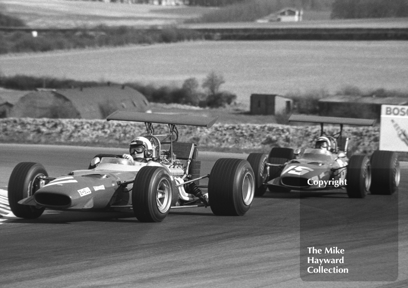 Derek Bell, Ferrari Dino 166, and Clay Regazzoni, Ferrari Dino 166, Thruxton, Easter Monday 1969.