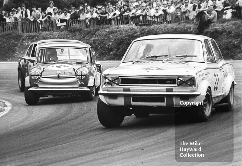 Gerry Marshall, Vauxhall Viva, and Gordon Spice, Mini Cooper, Brands Hatch, British Grand Prix meeting 1970.
