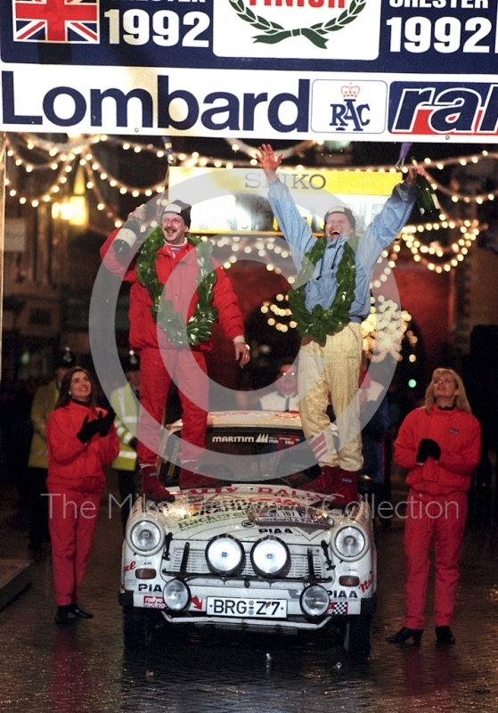 Michael Kahlfub/Gunter Friedemann, Trabant P601, at the finish line, 1992 RAC Rally
