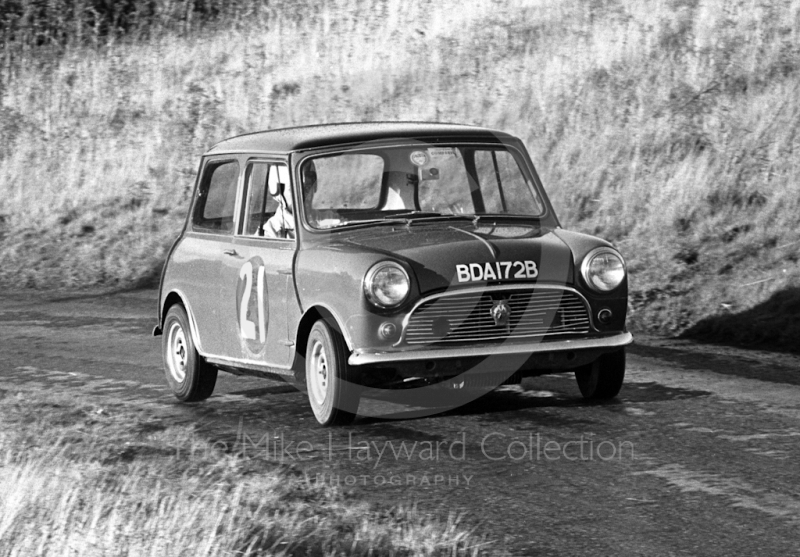 Mini Cooper, reg no BDA 172B, in action at Loton Park Hill Climb, 1967.