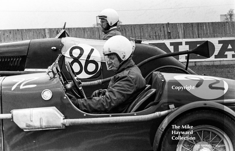 D Taylor, Aston Martin and R Harle, Lea-Francis Hyper, VSCC Donington May 1979
