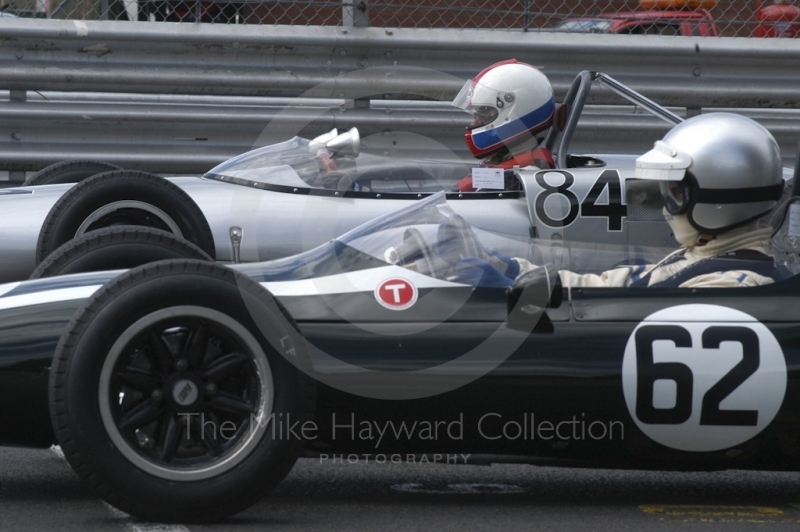 Simon Armer, 1962 Cooper T59, and Mark Woodhouse, 1961 Lotus 20, Millers Oils/AMOC Historic Formula Junior Race, Oulton Park Gold Cup meeting 2004.