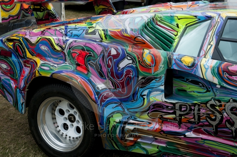 Multi-coloured Lamborghini by artist Hornsleth, Silverstone Classic 2010