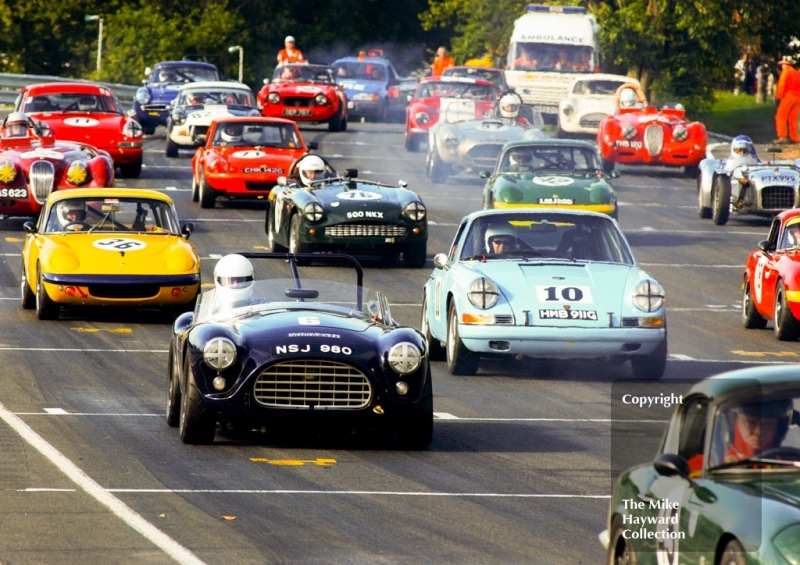 Tony Hill, AC Ace, Robert Barrie, Porsche 911S and Paul Dobson, Lotus Elan S3, HSCC Historic Roadsports Championship,  Oulton Park Gold Cup, 2002