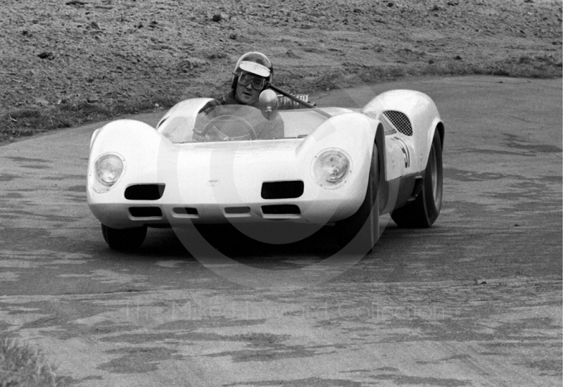 Sports car at Pardon Hairpin, Newton Oil Trophy Meeting, Prescott Hill Climb, September 1967. 