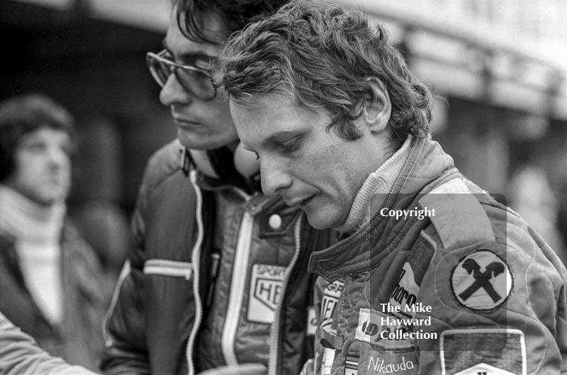 Niki Lauda in the pits, Race of Champions, Brands Hatch, 1976.
