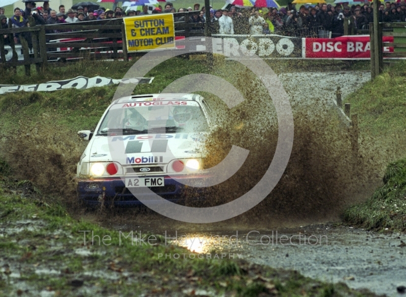 Miki Biasion/Tiziano Siviero, Ford Sierra RS Cosworth 4x4 (A2 FMC), water splash, 1992 RAC Rally, Weston Park
