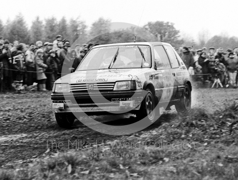 Louise Aitken-Walker, Ellen Morgan, Peugeot 205 GTI, B888 OWK, 1985 RAC Rally, Weston Park, Shropshire.
