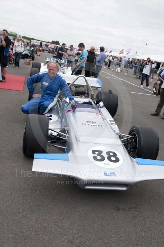 Gunther Alth with his 1970 March 701 in the paddock, Grand Prix Masters, Silverstone Classic 2010