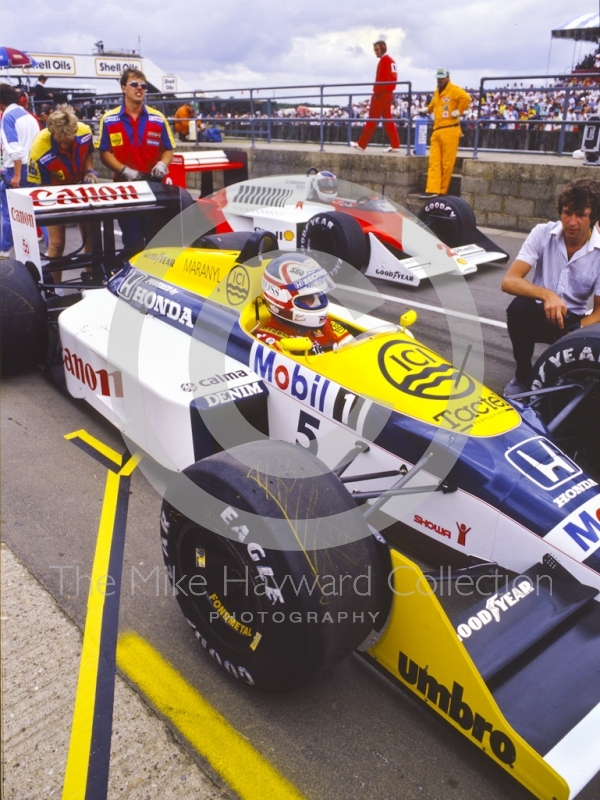 Nigel Mansell, Williams FW11B, Stefan Johansson, McLaren-TAG MP4/3, British Grand Prix, Silverstone, 1987
