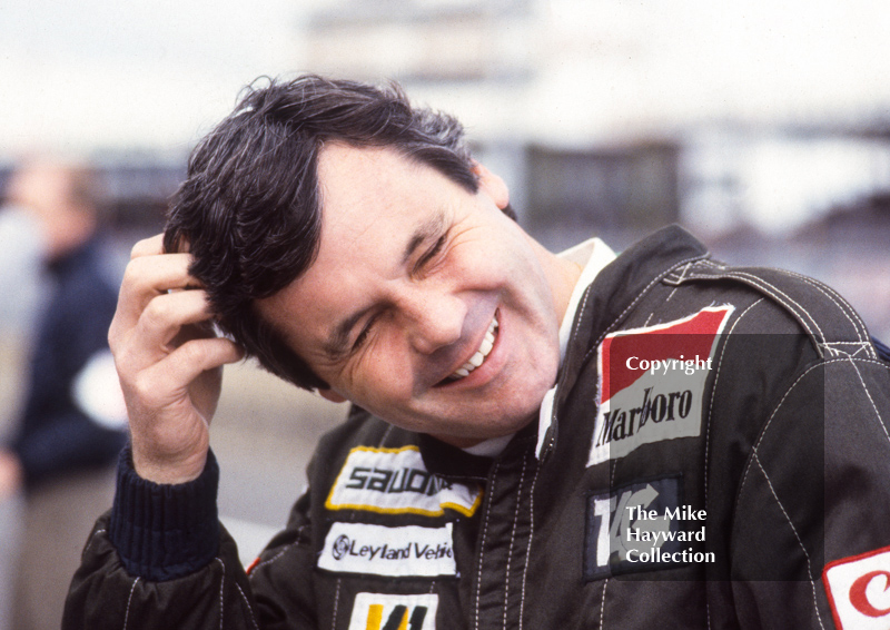 Alan Jones in the pits, Williams, Silverstone, 1981 British Grand Prix.
