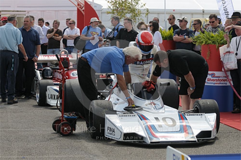 Manfredo Rossi di Montelera, 1974 Brabham BT42, in the paddock before the Grand Prix Masters race, Silverstone Cassic 2009.