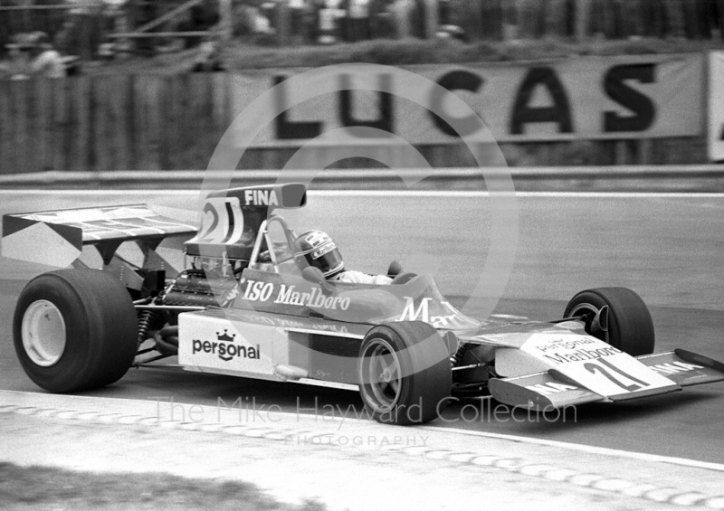 Tom Belso, Iso Marlboro FW, Brands Hatch, British Grand Prix 1974.
