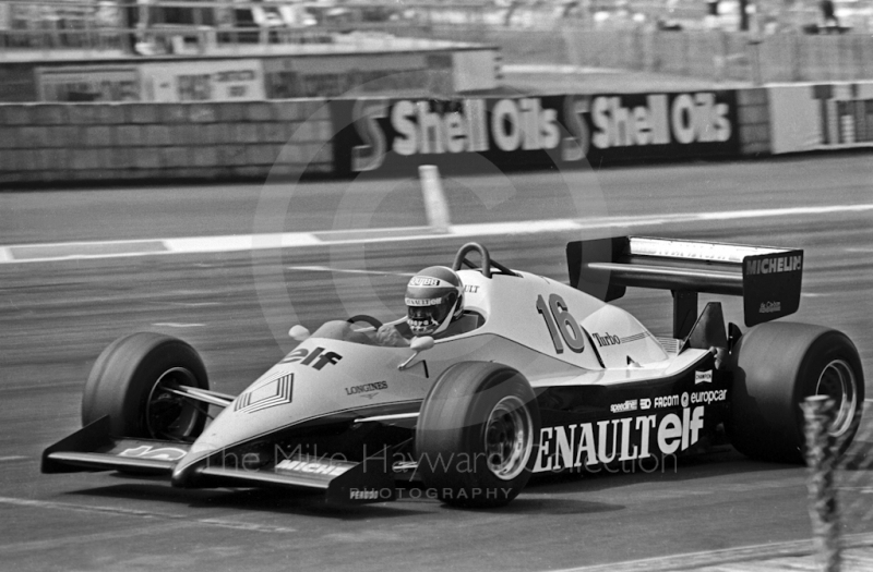 Eddie Cheever, Renault Elf RE40, British Grand Prix, Silverstone, 1983.
