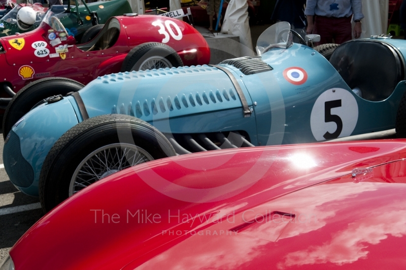 Talbot Lago T26 of Richard Pilkington  beside a Maserati sports car, Silverstone Classic 2010