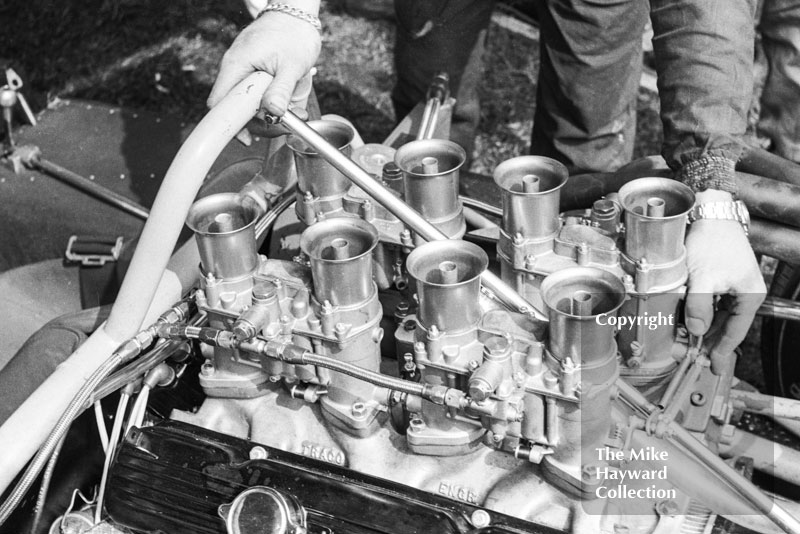 Traco Oldsmobile engine in the car of Bruce McLaren, Tourist Trophy, Oulton Park,&nbsp;1965
