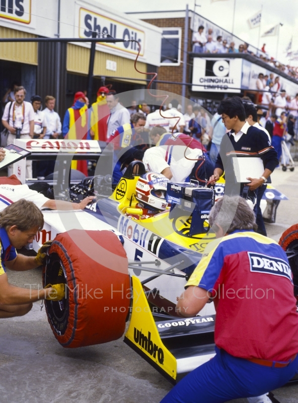 Nigel Mansell, Williams FW11B, British Grand Prix, Silverstone, 1987.
