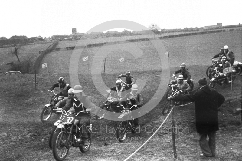 Group of riders at Malinslee, motorcycle scramble at Spout Farm, Malinslee, Telford, Shropshire between 1962-1965