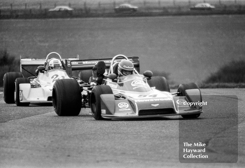 Ray Mallock, Chevron B40 Hart, followed by Keke Rosberg, Chevron B40 Hart, F2 International, Thruxton, 1977.
