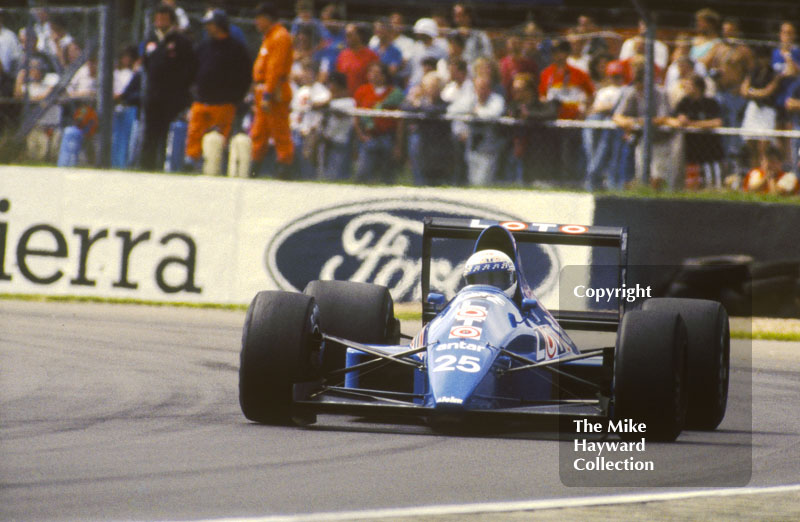 Andrea De Cesaris, Ligier JS25, Renault V6, Silverstone, British Grand Prix, 1985.
