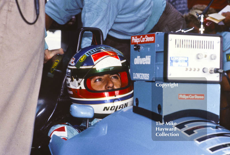 Ivan Capelli, Leyton House March Racing Team, March 871, during practice for the British Grand Prix, Silverstone, 1987.
