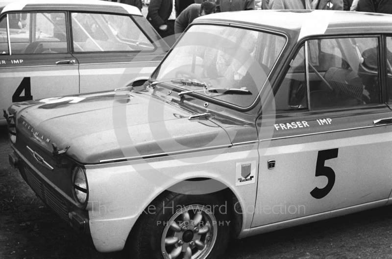 Fraser Hillman Imp team cars of Nick Brittan and Ray Calcutt, Silverstone International Trophy meeting, 1966
