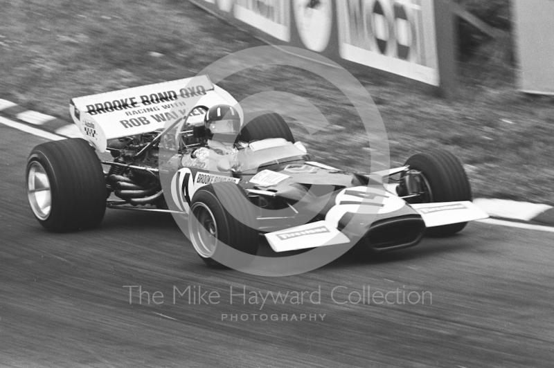 Graham Hill, Brooke Bond Oxo/Rob Walker Lotus 49C V8, British Grand Prix, Brands Hatch, 1970
