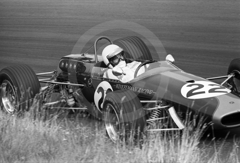 Alan Rees, Winkelmann Racing Brabham BT23-4, Oulton Park, Guards International Gold Cup, 1967.
