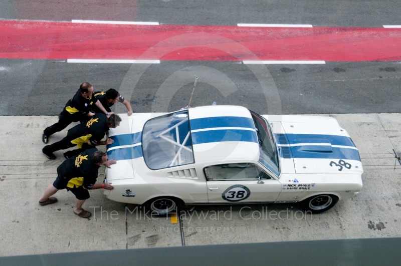 Nick and Harry Whale, Ford Shelby 350GT, in the pit lane, GT and Sports Endurance cars, Silverstone Classic, 2010