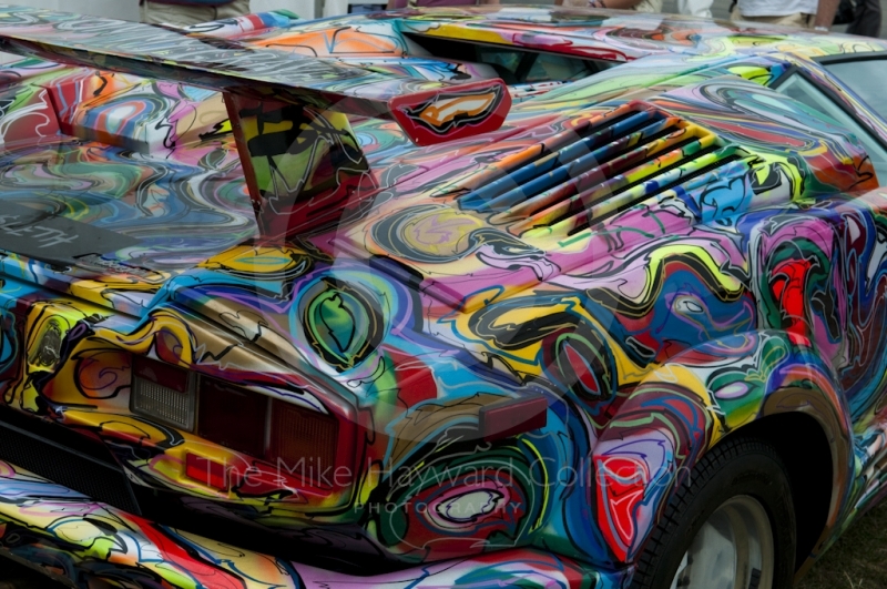 Multi-coloured Lamborghini by artist Hornsleth, Silverstone Classic 2010