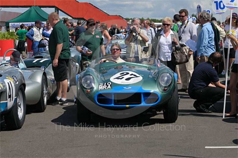 David Bennett/Chris Woodgate, 1956 Aston Martin DB3S 10, in the paddock prior to the RAC Woodcote Trophy, Silverstone Classic 2009.